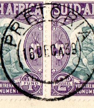 Union 1939 Voortrekker cover Pretoria cancelled no backstamp dated Dec 16 A39 - as per scans.