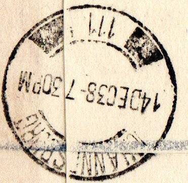 Union 1938 Voortrekker cover Riversdale cancels - 1 of 585  dd 24 AUG c38 - JHB, Bramley back stamps