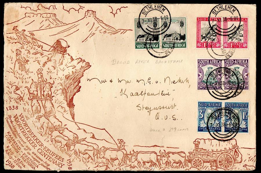Union 1938 Voortrekker (Blood River Trek) Cover - Scarce Bethlehem Cancels 1 of 279