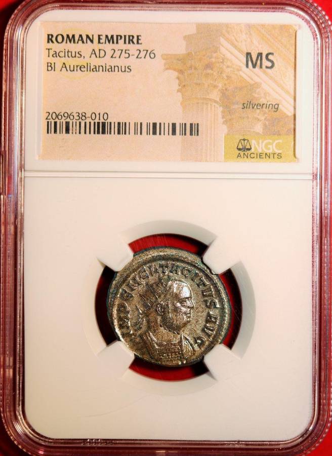 BI Antoninianus NGC Certified MS Tacitus Roman coin Silvering