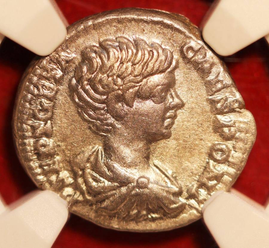 AR Denarius, NGC Certified XF Geta Roman Silver coin