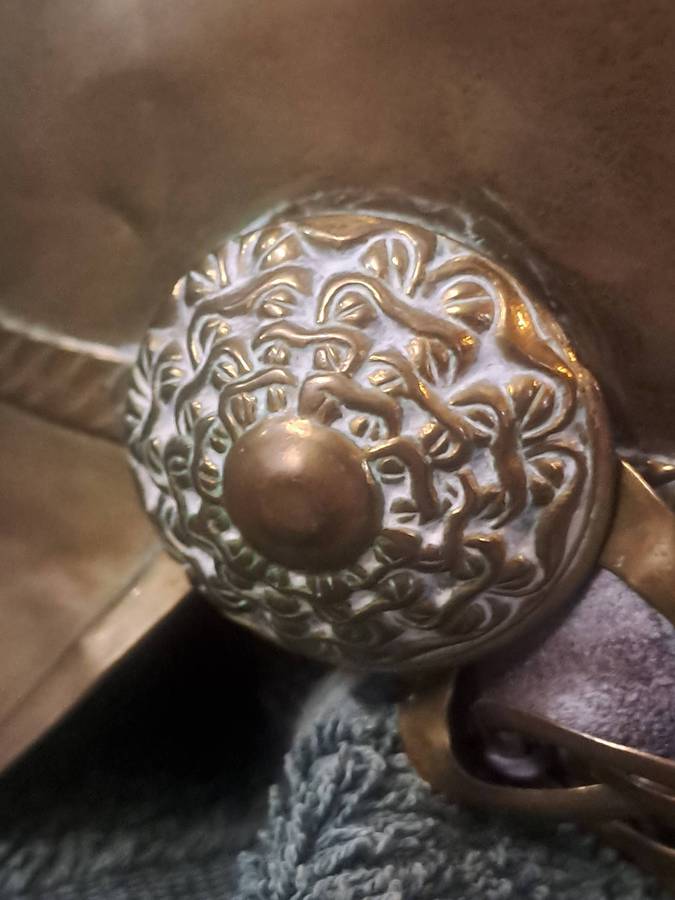 Vintage brass fireman's helmet