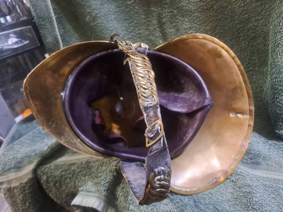 Vintage brass fireman's helmet