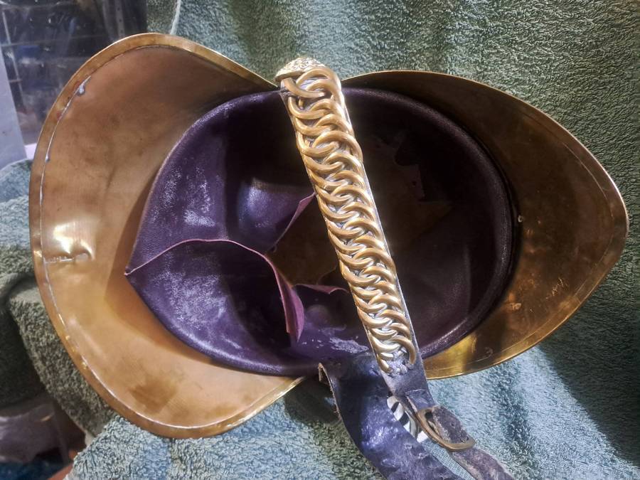 Vintage brass fireman's helmet