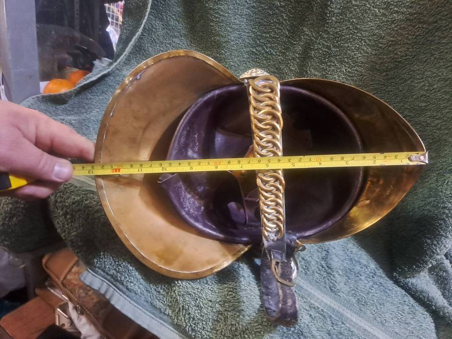 Vintage brass fireman's helmet