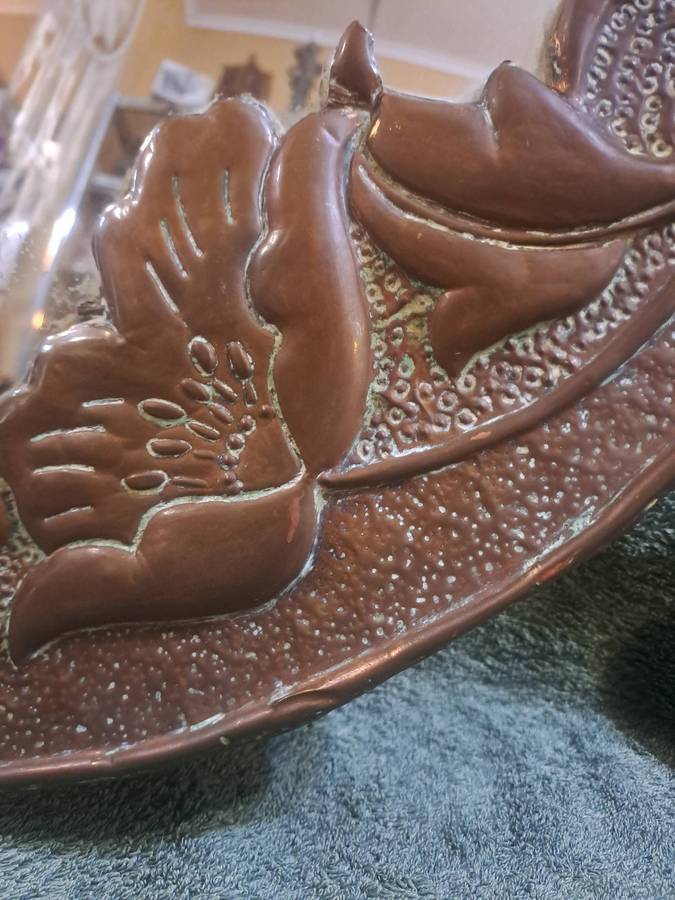 Vintage Hand beaten copper mirror 54cm in diameter