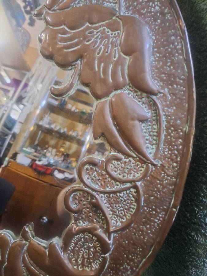 Vintage Hand beaten copper mirror 54cm in diameter