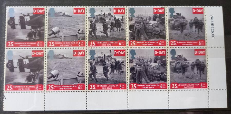 Britain 1994 D-Day FDC & MNH block of 10
