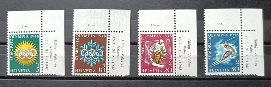Switzerland 1948 winter olympics corner set MH