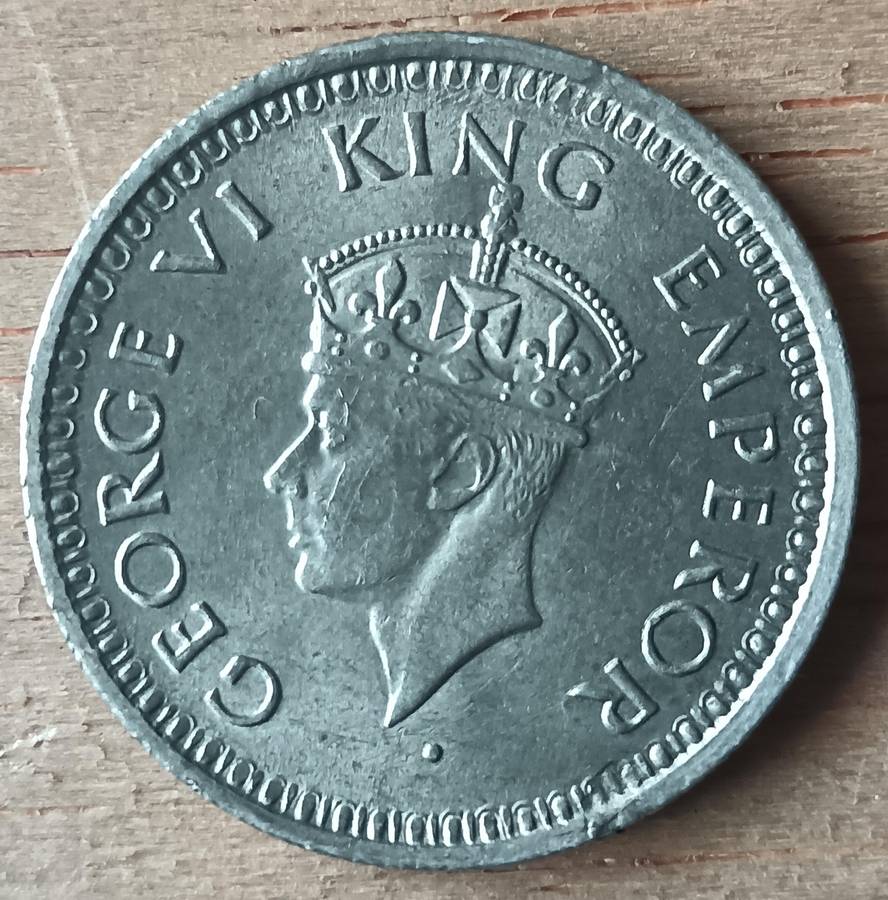 India silver 1/4 Rupee 1943 aUNC