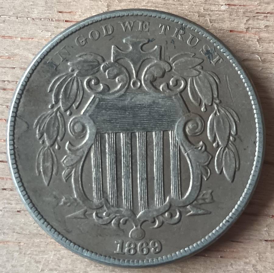 USA 5 cent nickel 1869