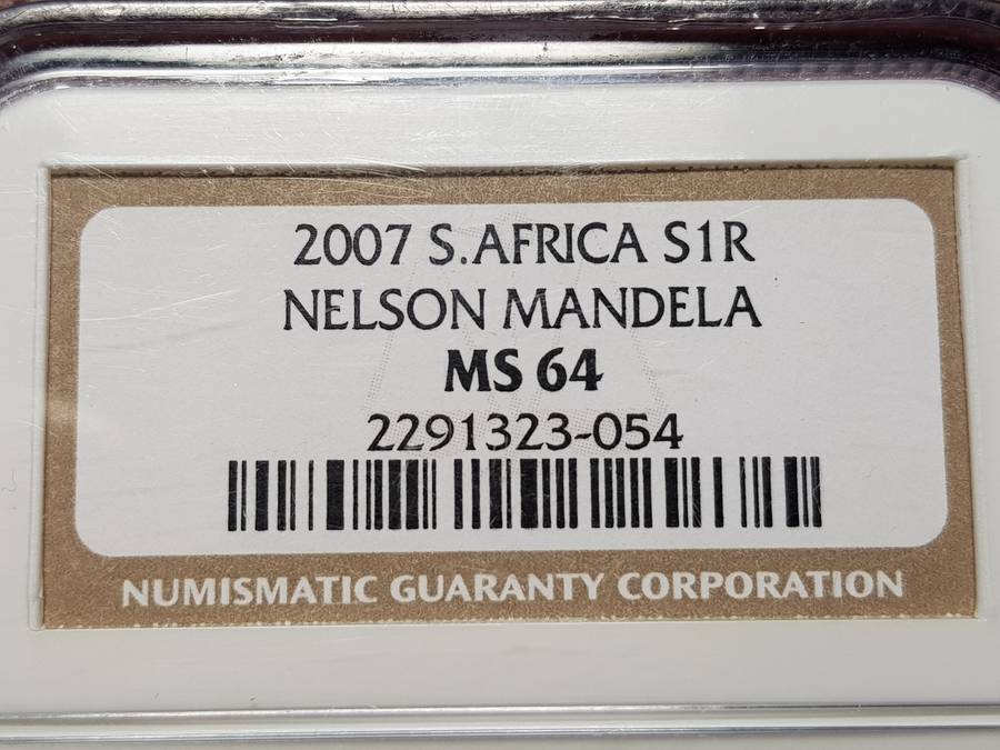 MS 64 RSA 2007 Silver R1 Nelson Mandela - NGC Graded