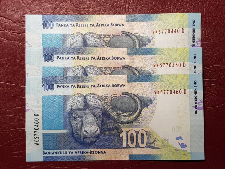 3 x R100 Notes L Kganyago Crisp Unc - [Bid per note to take all]