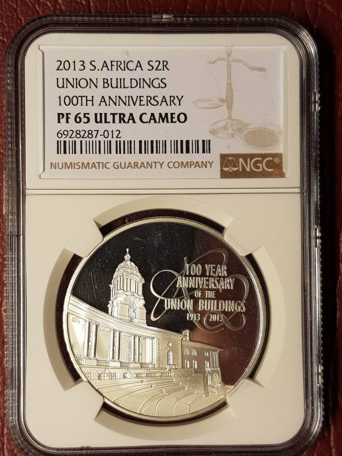 2013 RSA Silver R2 Union Buildings 100th Anniversary - NGC Graded Pf 65 Ultra Cameo
