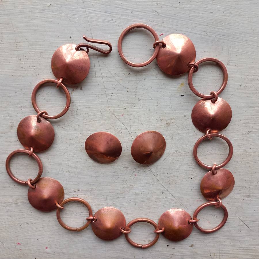 Vinatge Copper Jewelry set. Unable to read mark