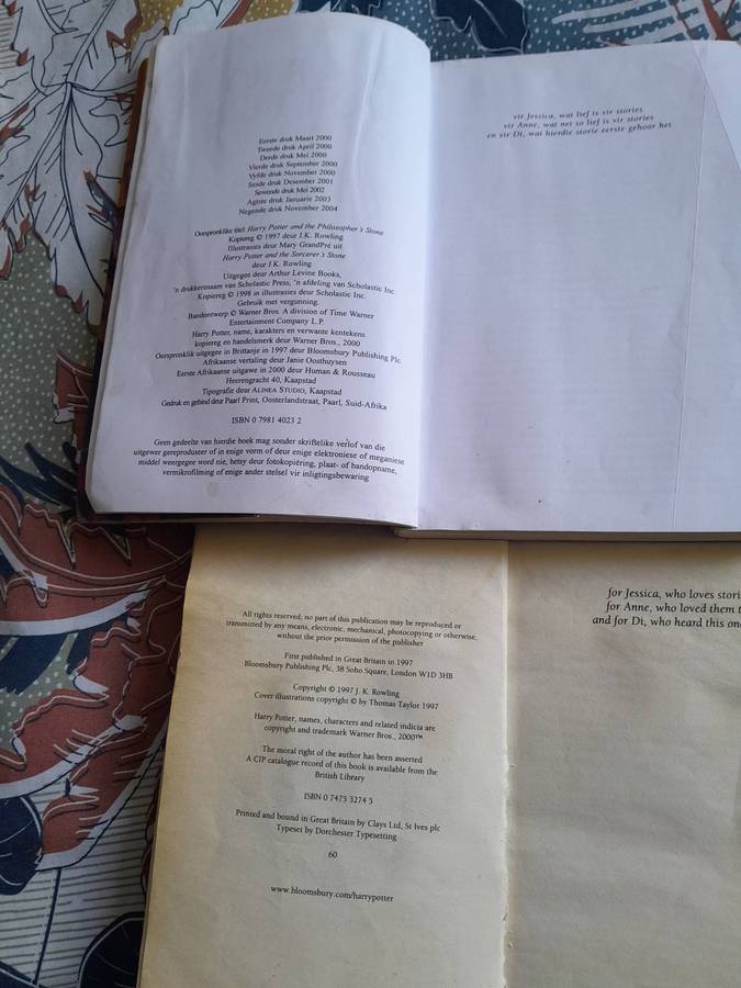 Harry Potter Philophers stone + Harry Potter die Towenaar se Steen