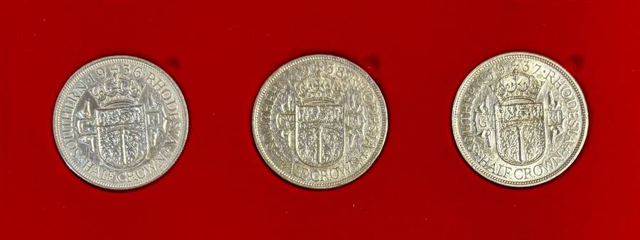 Higher Grade S. Rhodesia Silver Half-crowns (36, 37, 38) - BID PER COIN