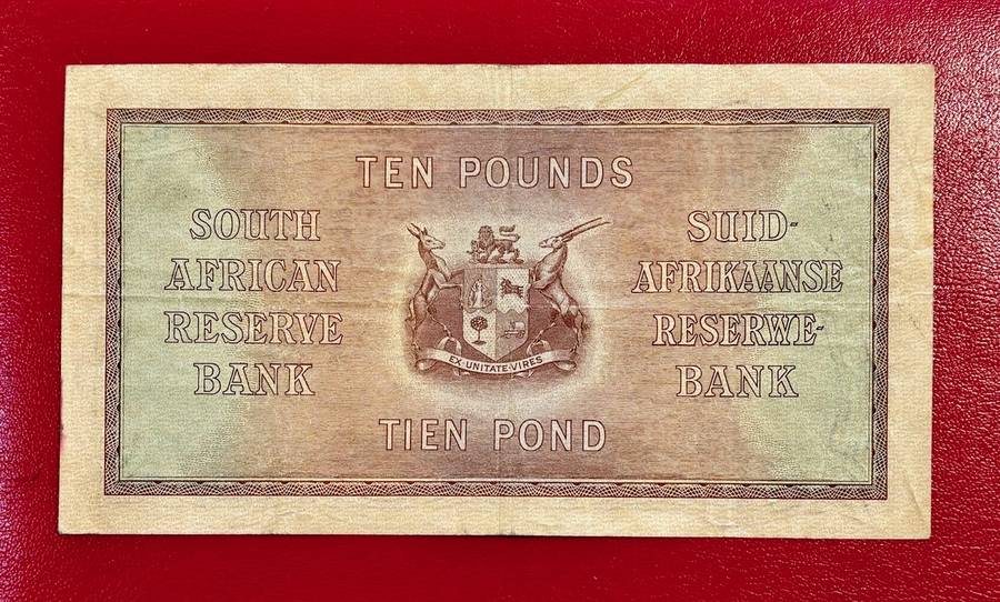 RSA 1943 J Postmus (van Riebeeck Watermark) 10 Pound Note