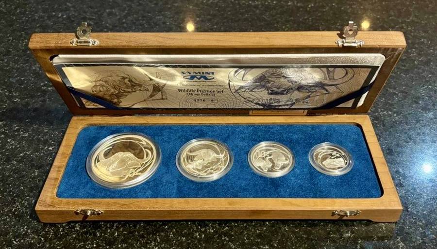 Stunning RSA 2001 Buffalo Proof Silver Prestige Wildlife Series Set, in original Wooden display.