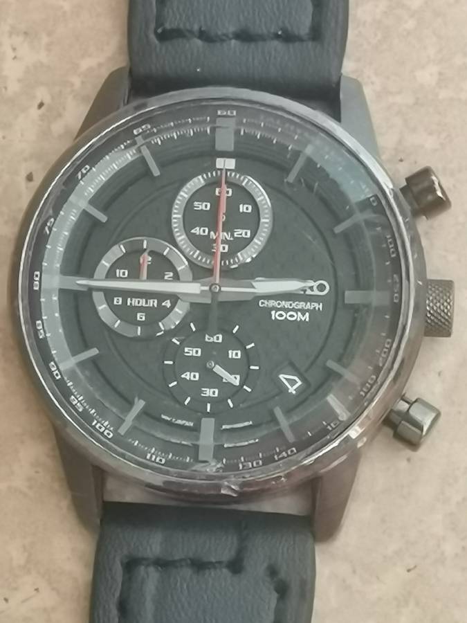 MENS SEIKO 8T67-00G0 CHRONOGRAPH 100M HARDLEX CRYSTAL WATCH IN EXCELLENT WORKING CONDITION