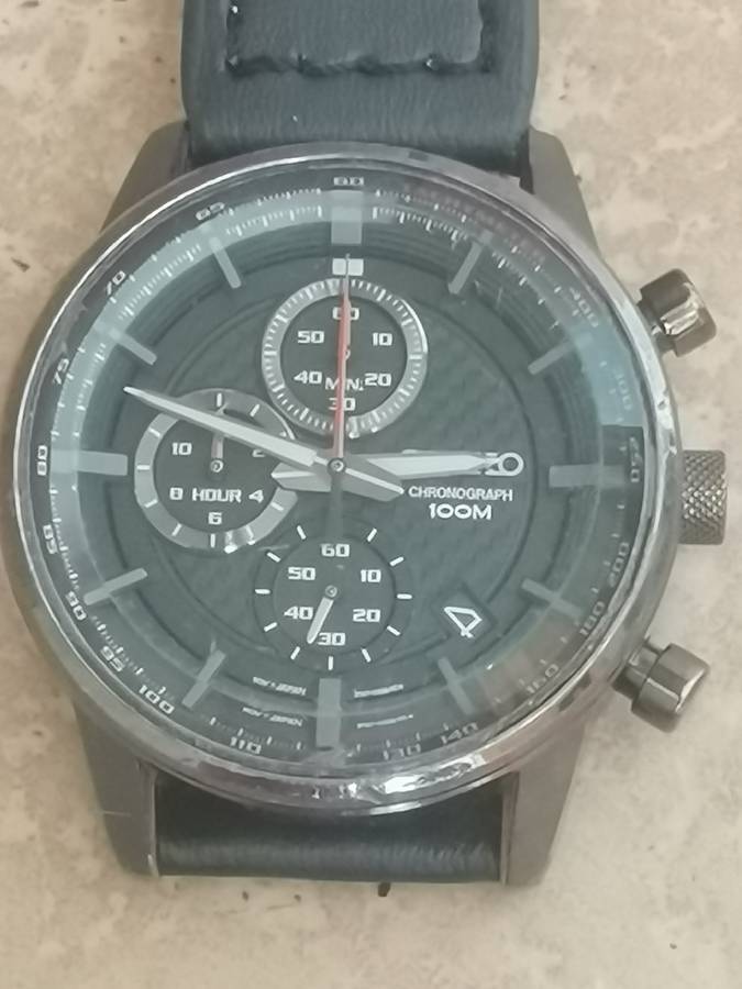 MENS SEIKO 8T67-00G0 CHRONOGRAPH 100M HARDLEX CRYSTAL WATCH IN EXCELLENT WORKING CONDITION