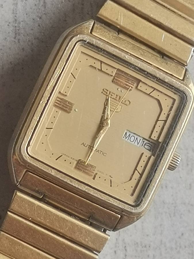 MENS SEIKO 5 AUTOMATIC GOLD WATCH - READ DESCRIPTION