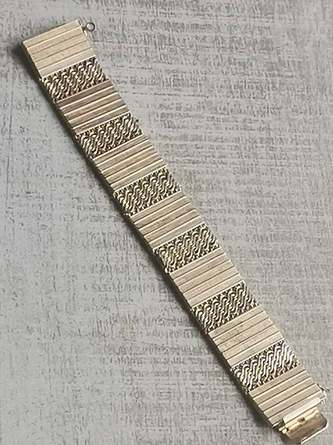 RARE VINTAGE HIGH-END 25MM WIDE MENS GOLD BRACELET FROM THE 60s/70s WEIGHT 62.2G