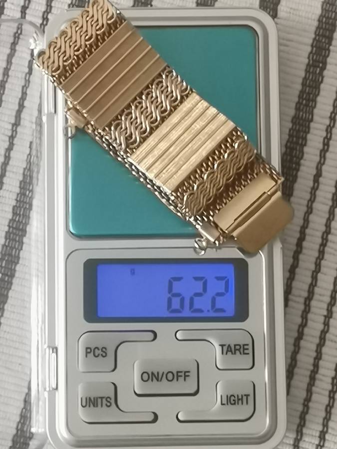 RARE VINTAGE HIGH-END 25MM WIDE MENS GOLD BRACELET FROM THE 60s/70s WEIGHT 62.2G