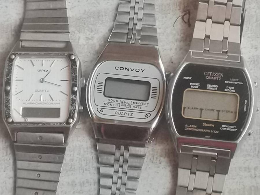 MENS VINTAGE DIGITAL WATCH COLLECTION - CITIZEN, LANCO AND CONVOY - BIDDING FOR ALL 3 WATCHES