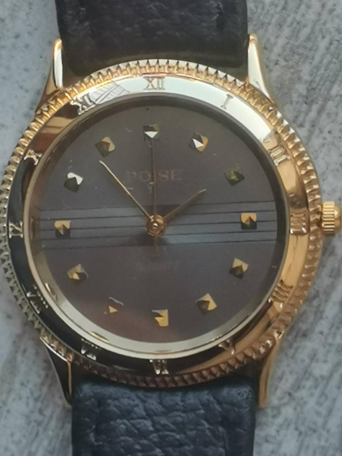 MENS GOLD PLATED POISE WATCH IN EXCELLENT WORKING CONDITION