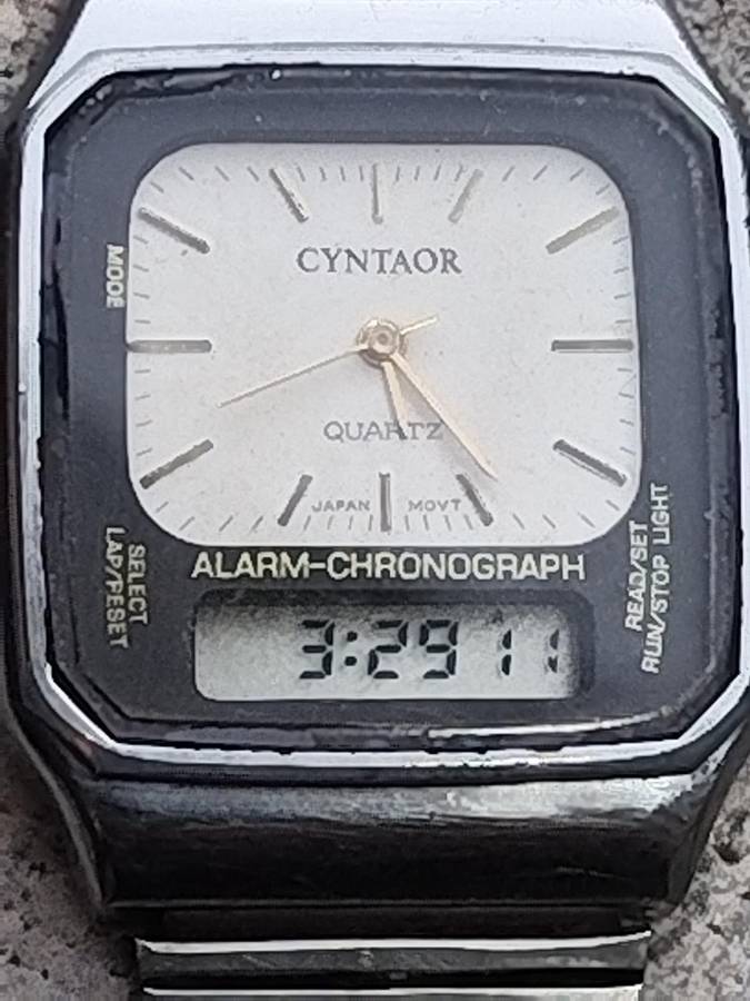 Men's Vintage Cyntaor Stainless Steel Analog/Digital Watch