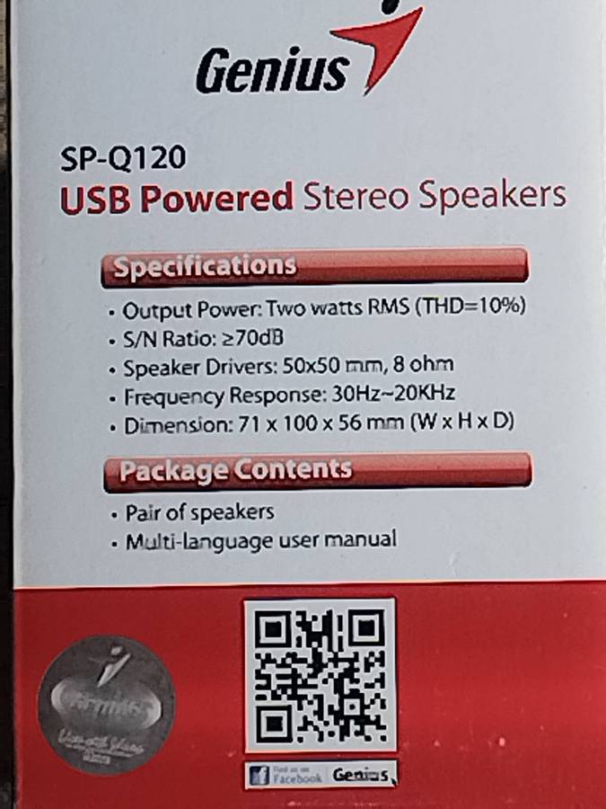 GENIUS SP-Q120 USB POWERED COMPUTER SPEAKERS - UNUSED STILL IN BOX