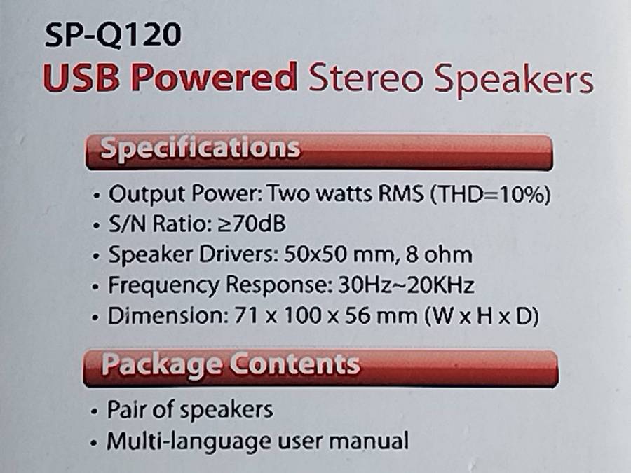 GENIUS SP-Q120 USB POWERED COMPUTER SPEAKERS - UNUSED STILL IN BOX