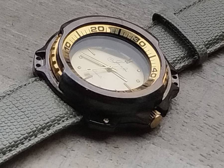 MENS JIM DE RENE WATCH WITH ROTATING BEZEL IN EXCELLENT WORKING CONDITION