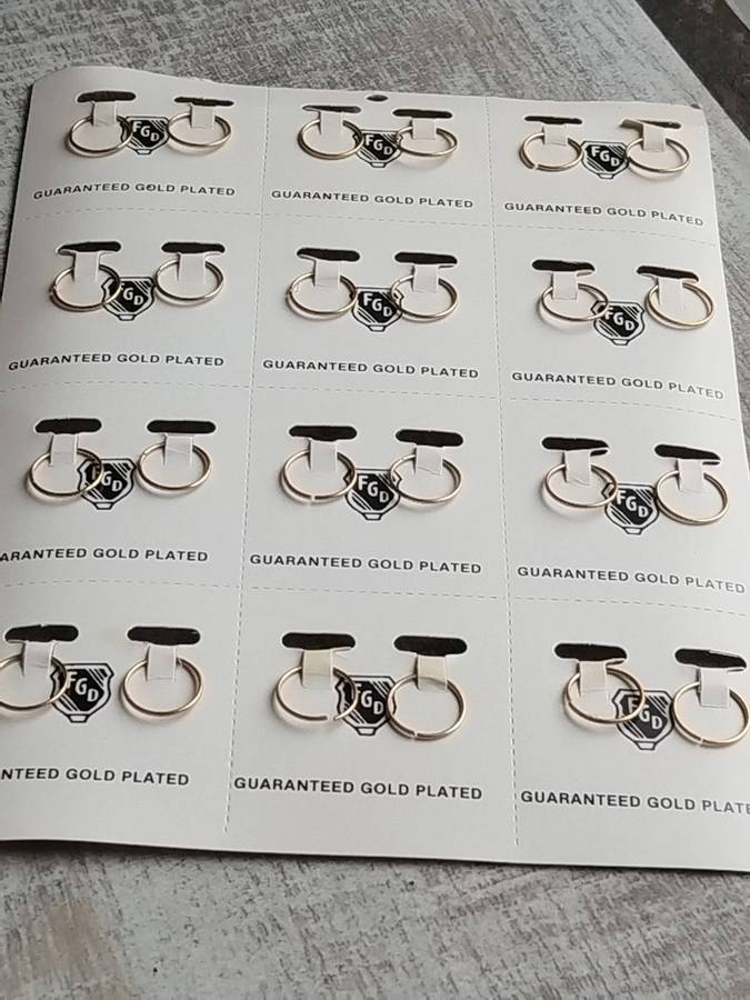 12 x PAIRS OF GOLD PLATED SLEEPER EARRINGS - 3 X PACKS AVAILABLE BIDDING PER PACK OF 12