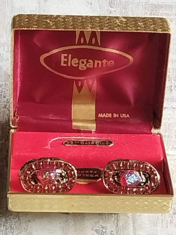 MENS VINTAGE CUFFLINKS 22CT GOLD CLAD MADE IN THE USA