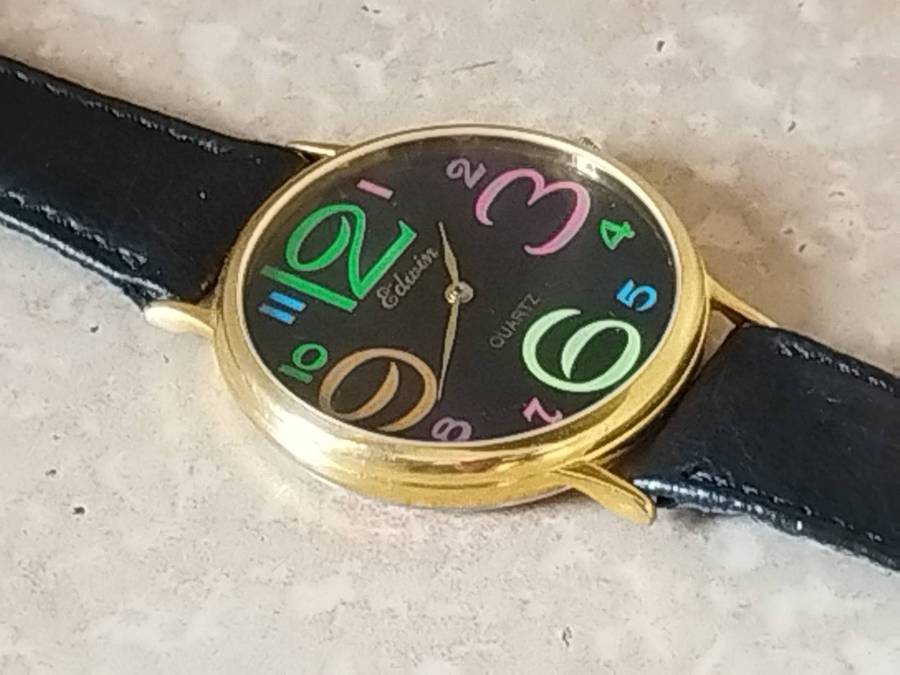 LADIES GOLD EDWIN COLOURFUL WATCH IN EXCELLENT WORKING CONDITION