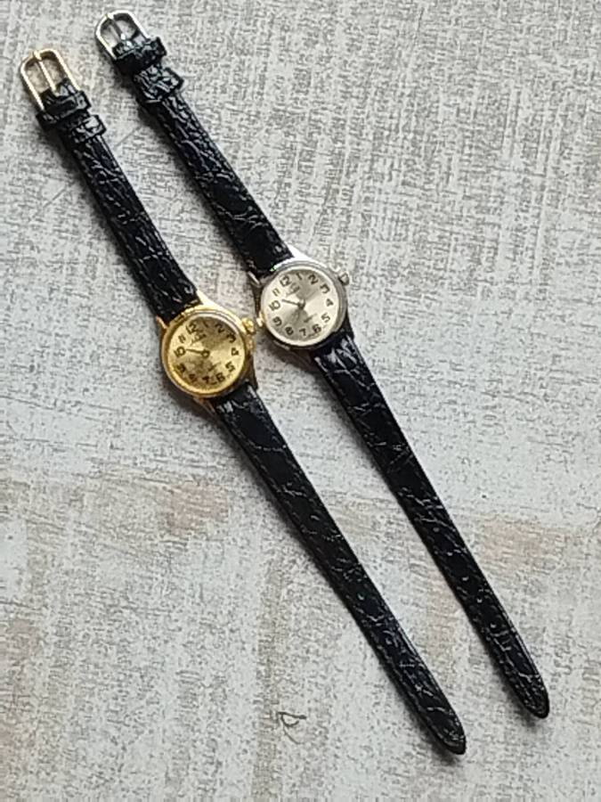 LADIES NOBLE SILVER AND GOLD WATCH SET BOTH IN EXCELLENT WORKING CONDITION