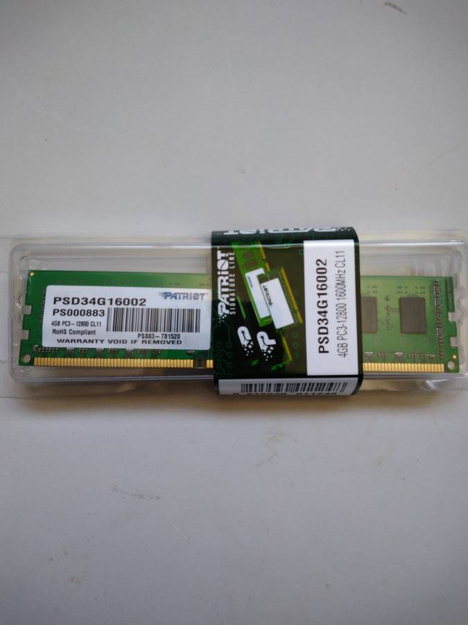 4GB DDR3 Patriot Desktop Ram