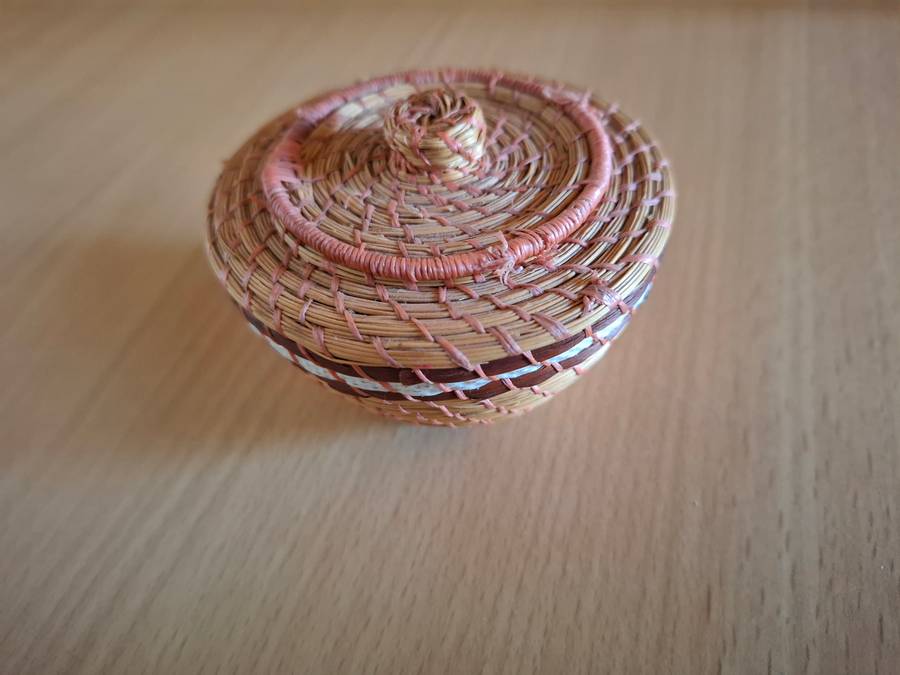 Miniature Lidded Basket - width 7cm height 4cm