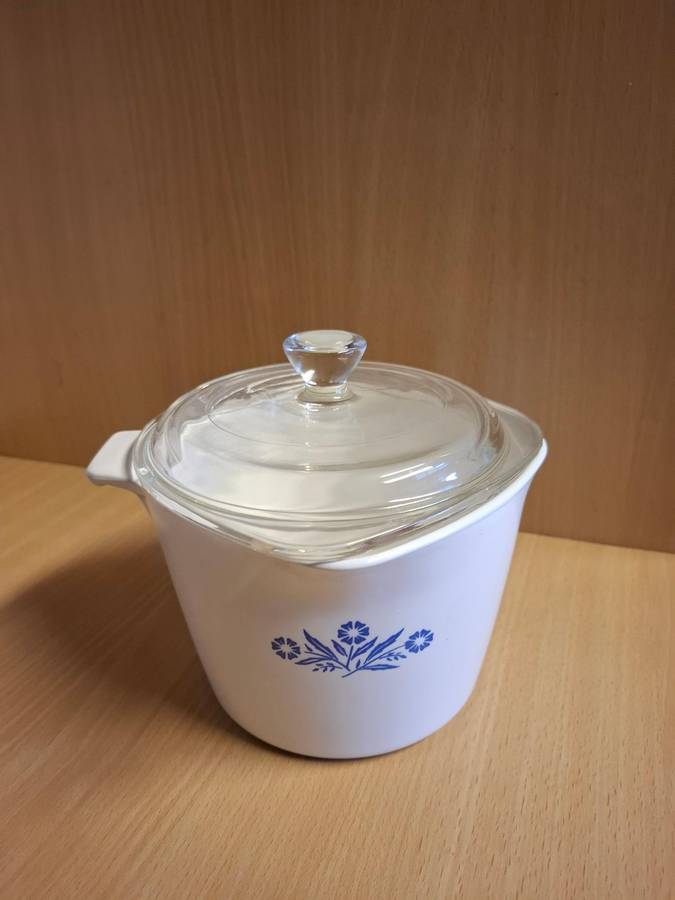 Lidded Vintage Blue Cornflower Corning Ware Sauce Maker