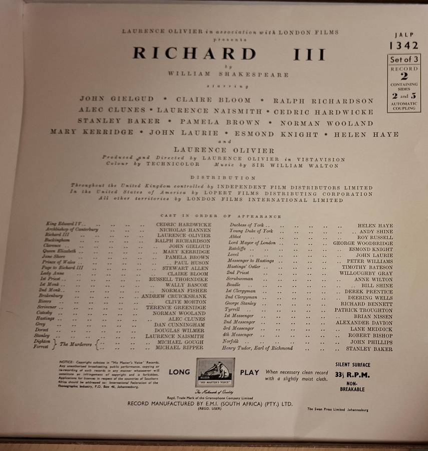 Richard III by William Shakespeare - 3 LP/Vinyl Set