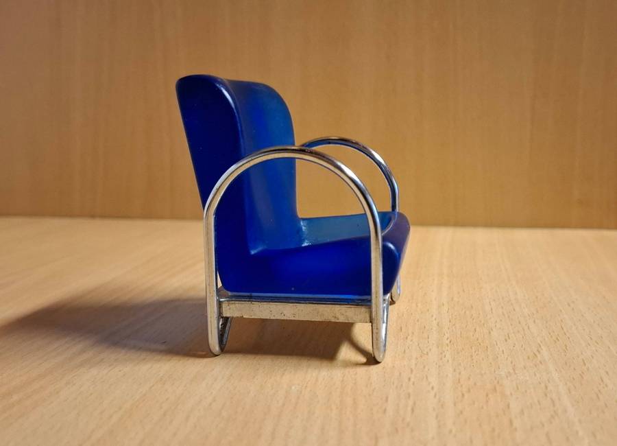 Miniature Blue Armchair - width 7cm height 7cm depth 5cm