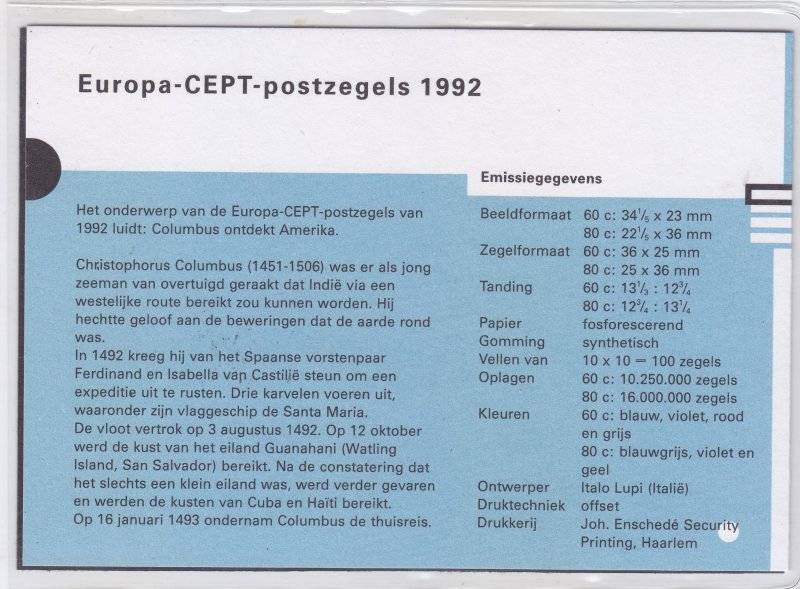 Netherlands, Scott #810/1,1992,MNH,Presentation Pack,CV$3.00