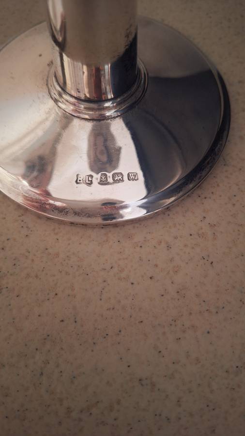 A pair of vintage hallmarked sliver candles