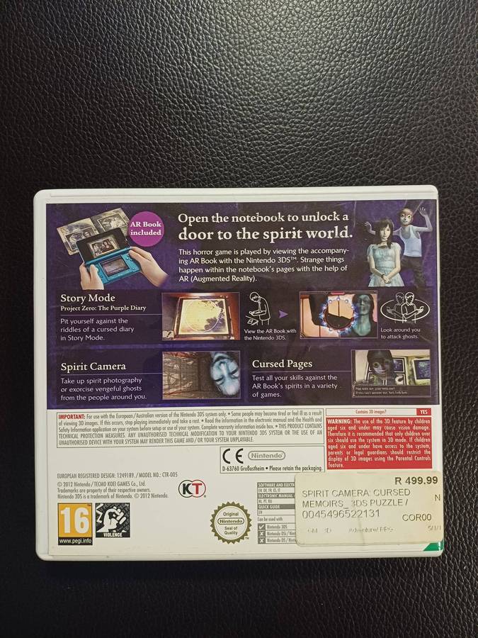 Spirit Camera The Cursed Memoir 3DS (Very Rare Game)