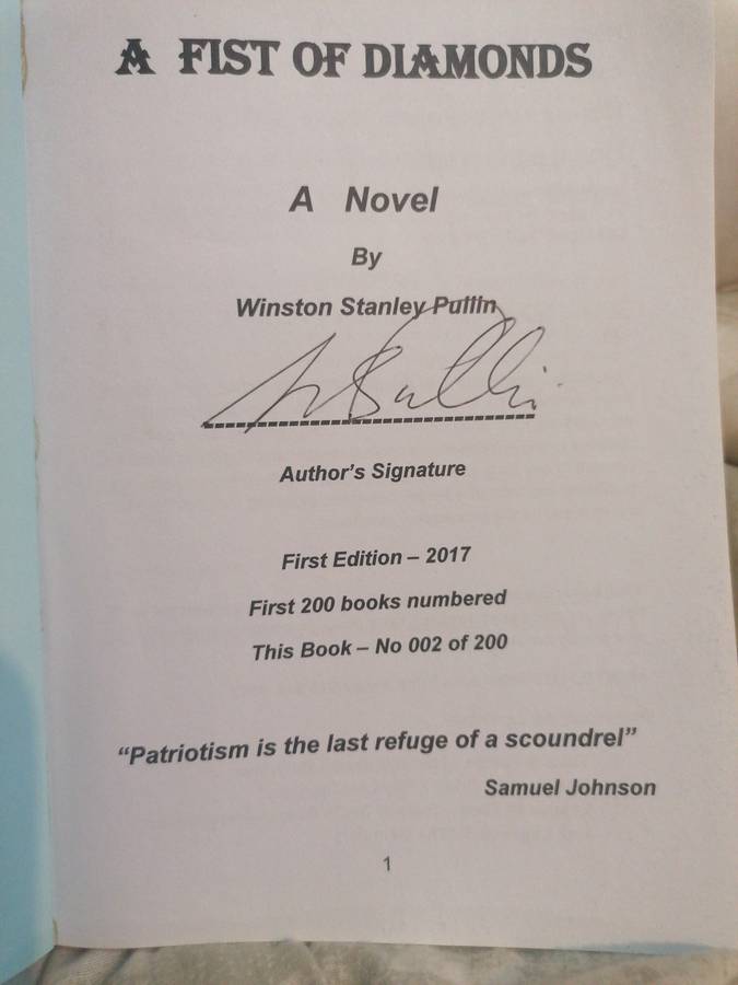 a fist of diamonds winston Stanley pullin signed copy