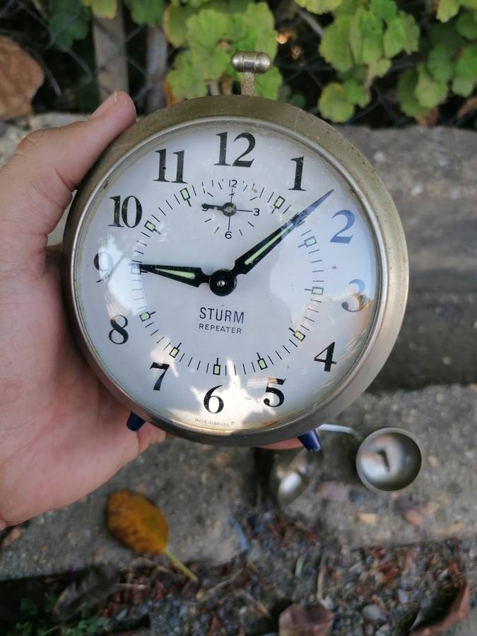 Vintage Wind Up Alarm Clock Sturm - Made in Brazil. Needs repair