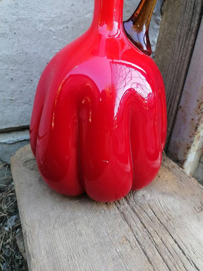Beautiful large vintage Italian Red murano glass jug.