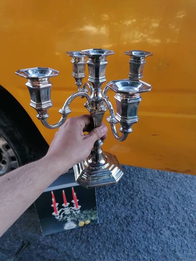 Vintage 5-arm candelabra with box